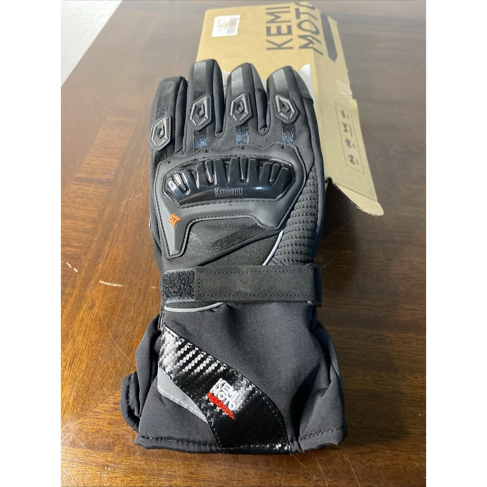 Kemi Moto Black Hard Knuckle Motorcycle Gloves Mens Medium JP Large NEW